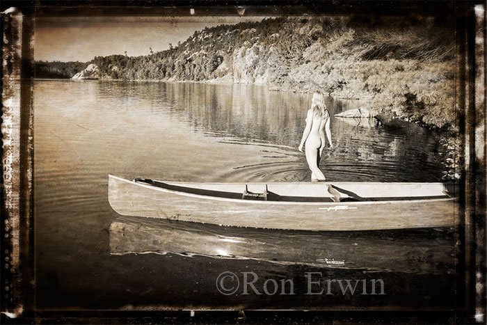 Nude with Canoe (antiqued)