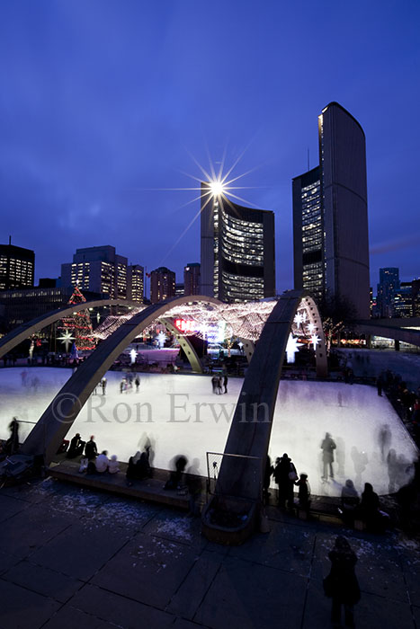 City Hall Ice Rink in Evening