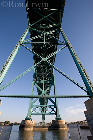 The Ambassador Bridge from Windsor - linking Windsor, Ontario, Canada with Detroit, Michigan, USA
