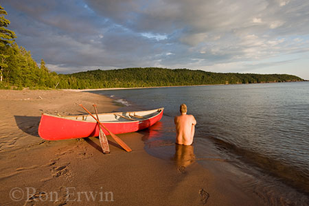 Nude Sitting by Canoe