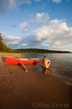 Nude Sitting by Canoe