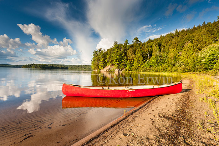 Red Canoe on Lake Manitou