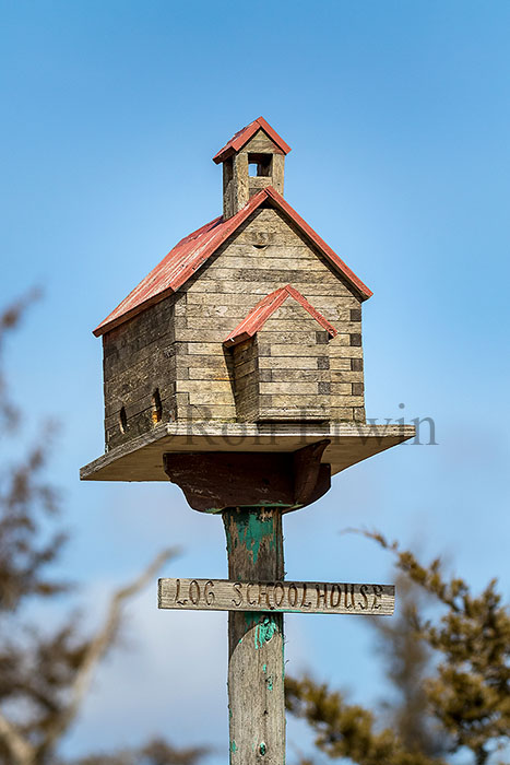 Log Schoolhouse Birdhouse