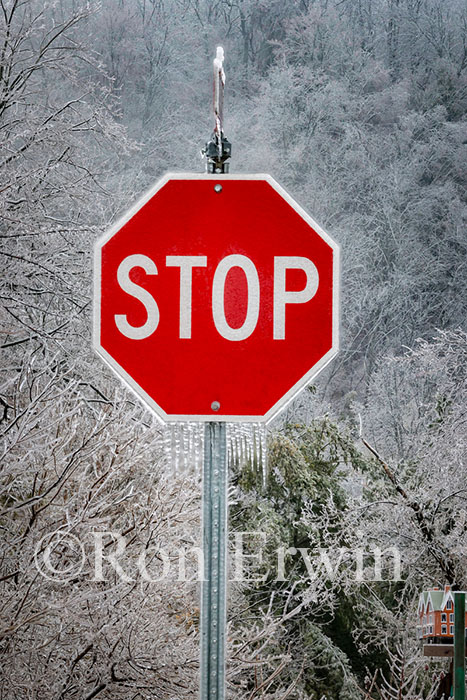 Stop Sign and Ice