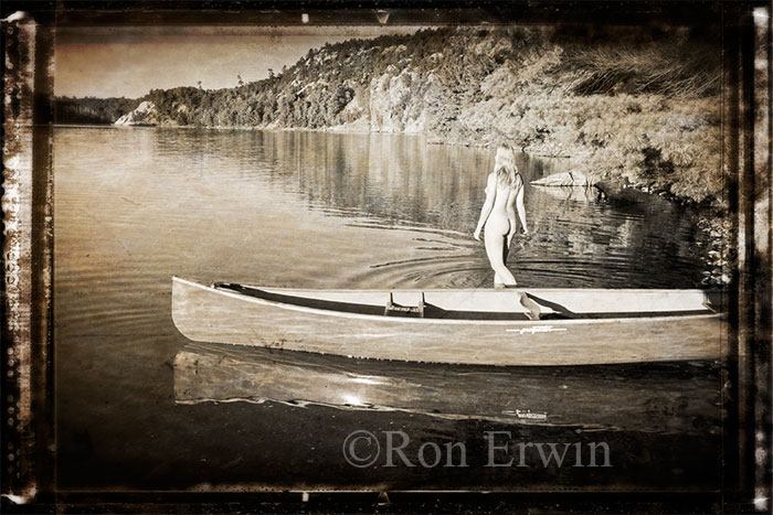 Nude with Canoe (Antiqued)