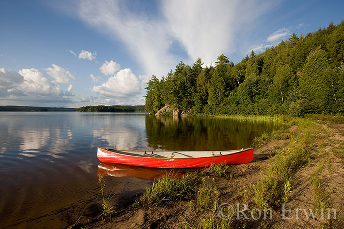 Red Canoe on Lake Manitou